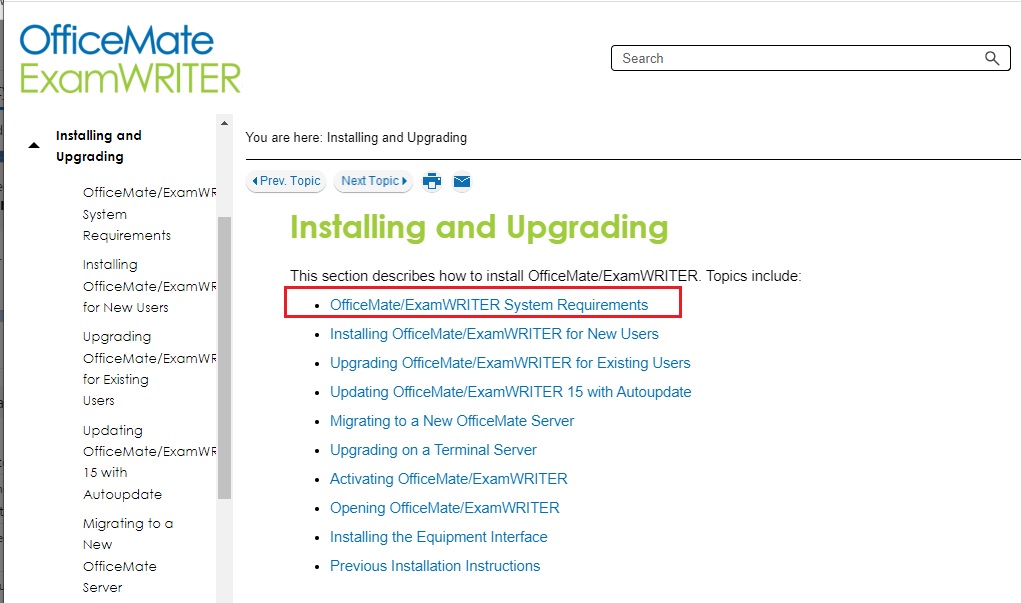 Where to find OfficeMate/ExamWRITER Install/upgrade Instructions.