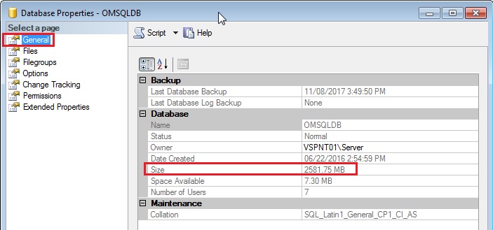 Determining the Size of an SQL Database.