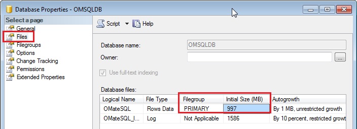 Determining the Size of an SQL Database.